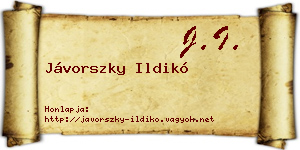 Jávorszky Ildikó névjegykártya